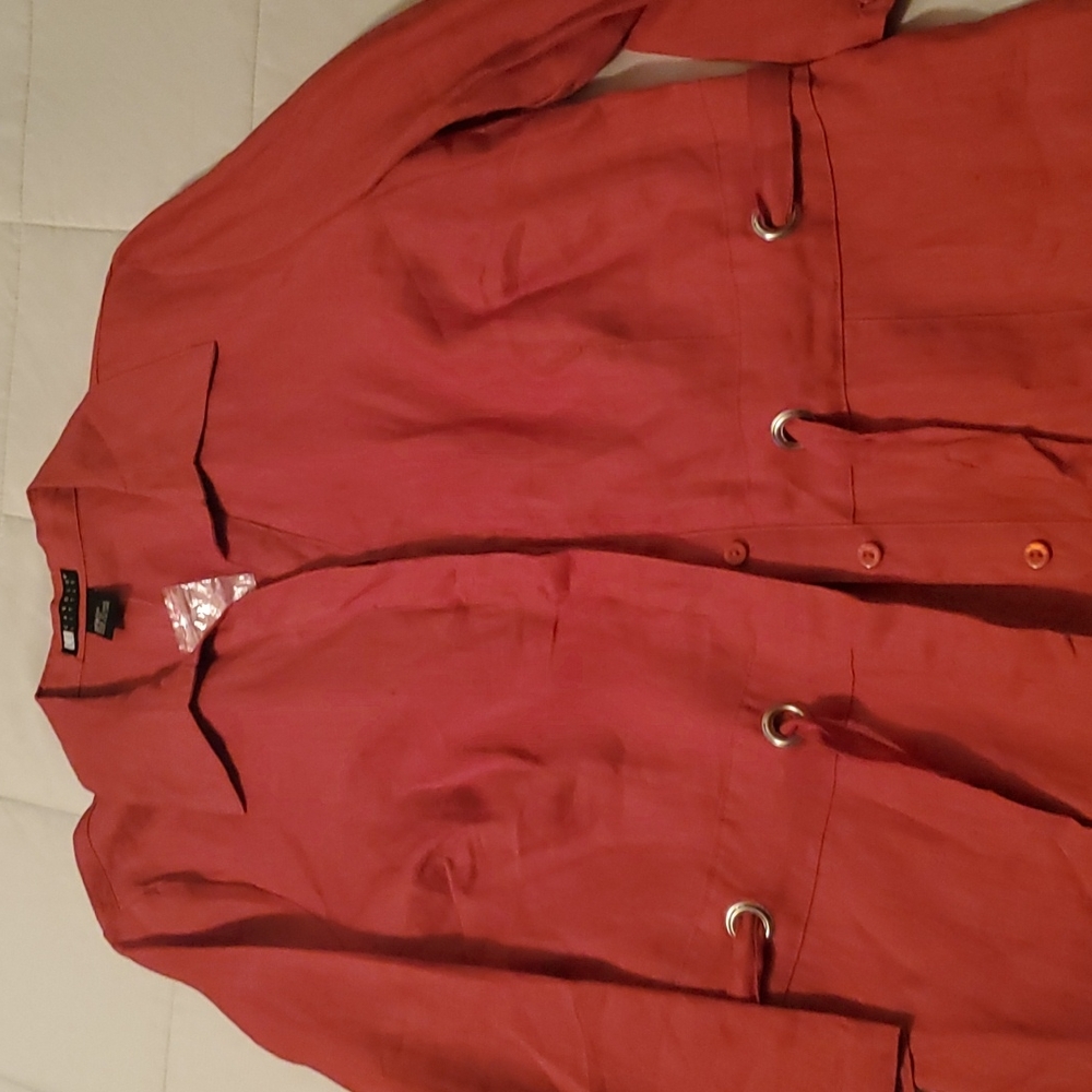 New Ladies Linen Orange blouse size 12 w drawstring at the waste